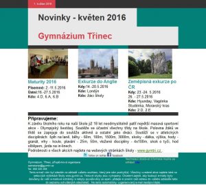 Newsletter - květenen 2016